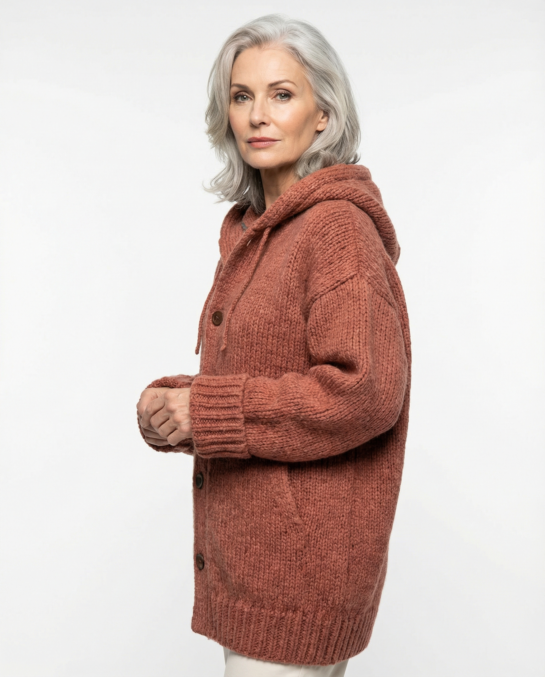 Cardigan Capucha Media Pierna