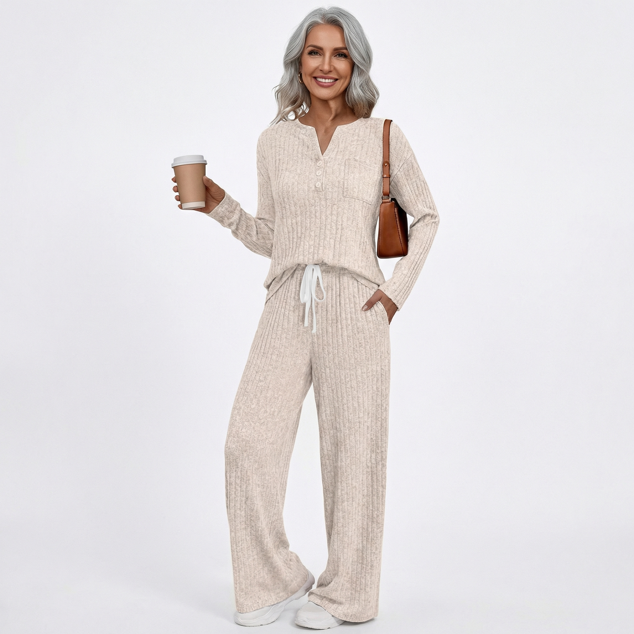 Abrigo Largo Punto Rayas Negro