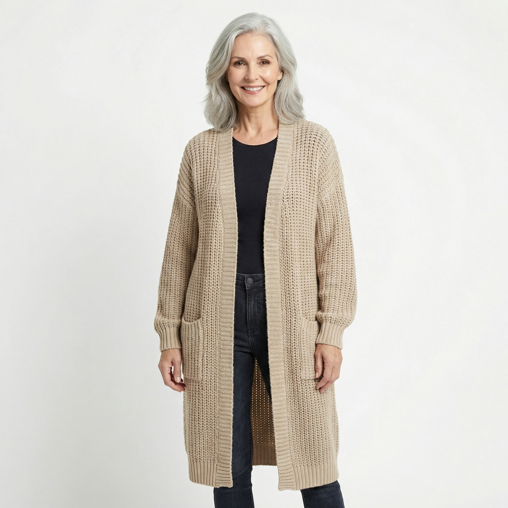 Cardigan Largo Punto Base