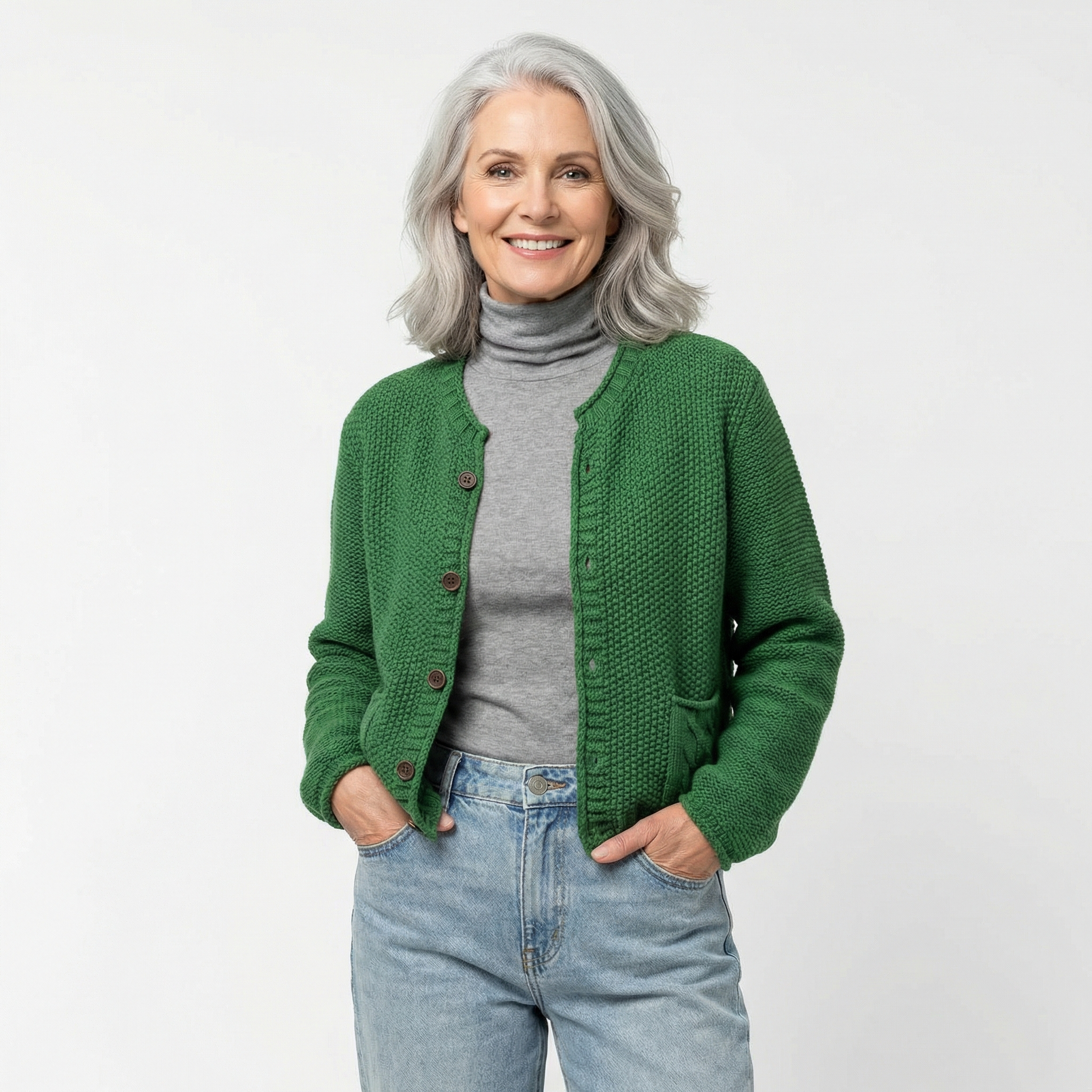 Abrigo Suéter Cuello Redondo Verde