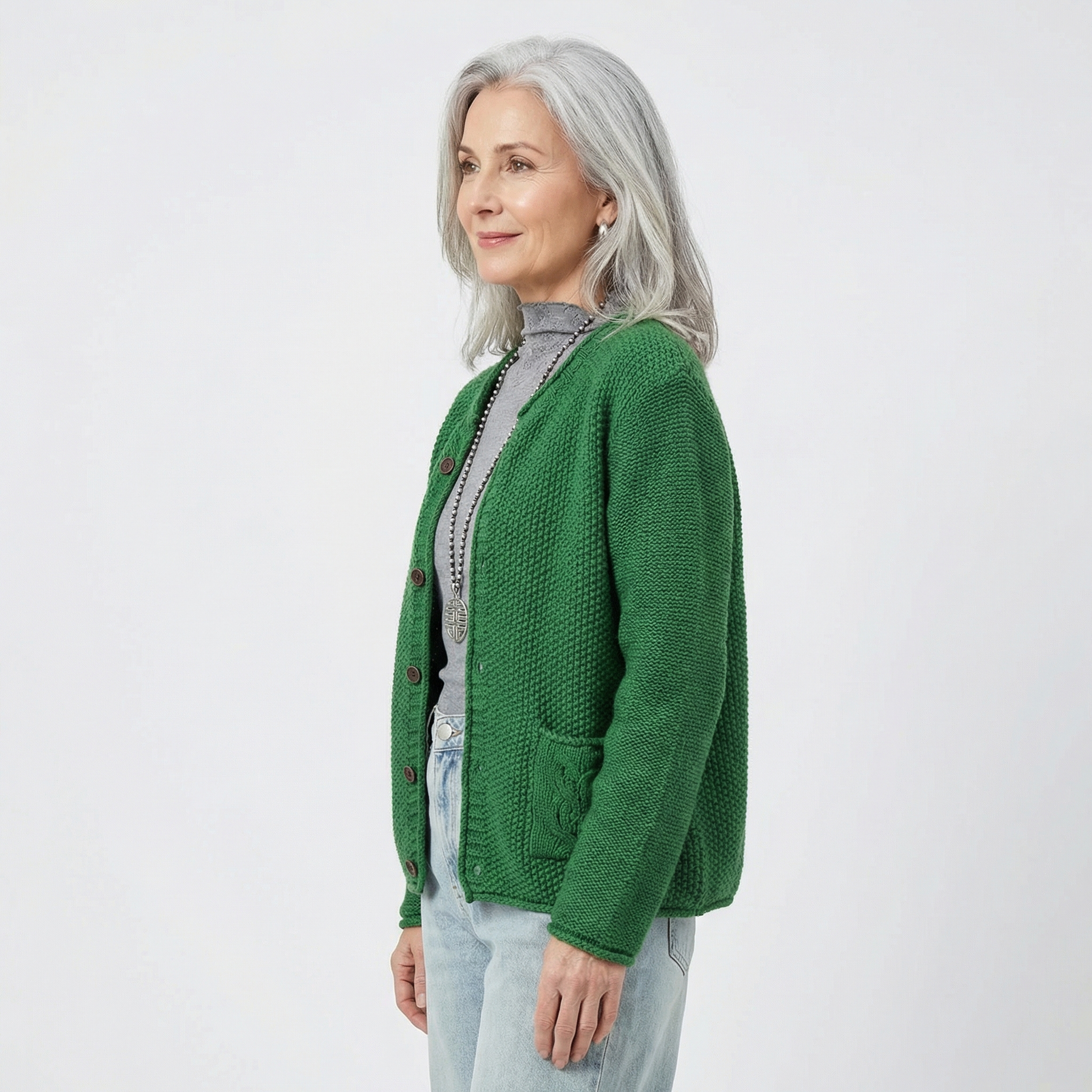 Abrigo Suéter Cuello Redondo Verde