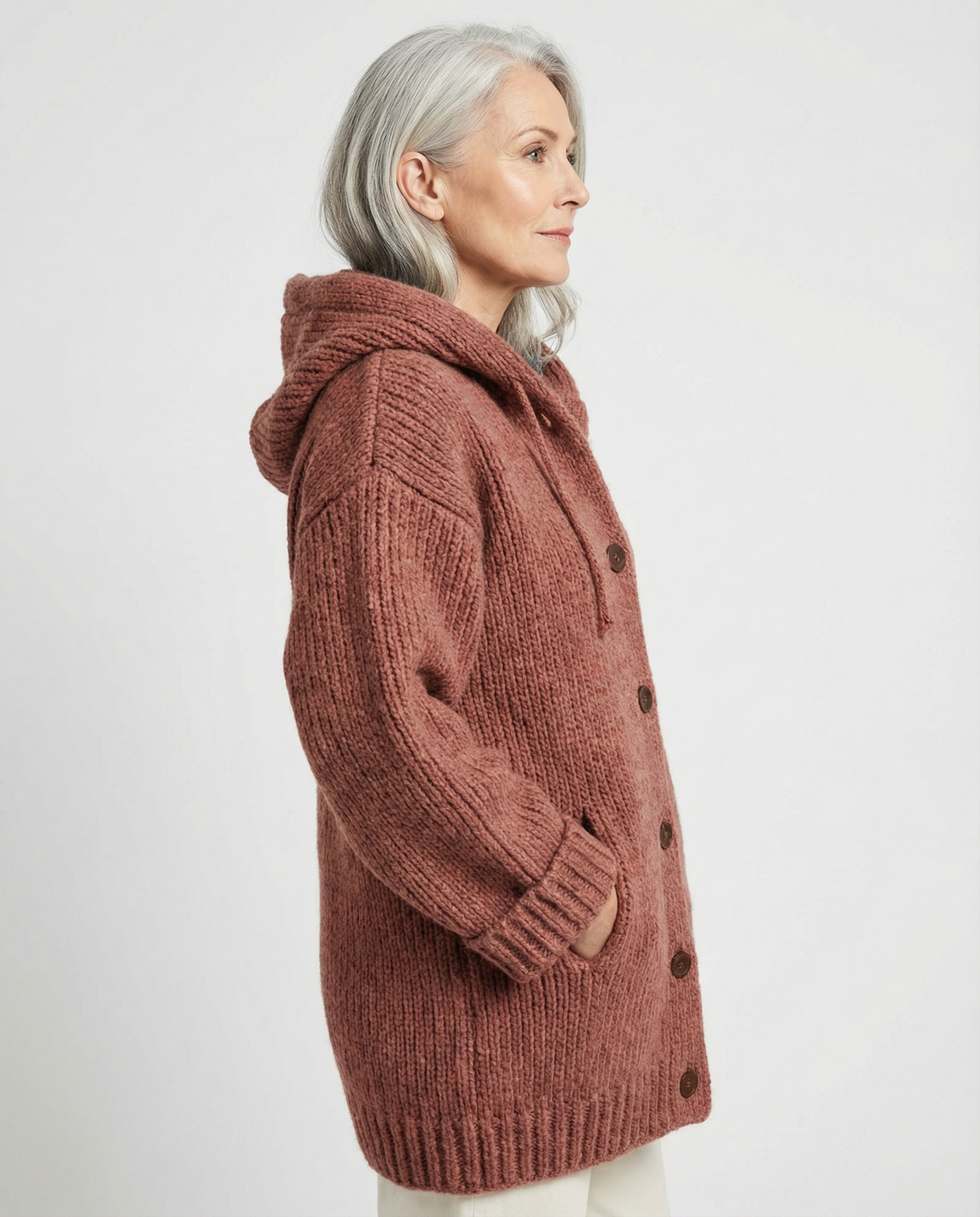 Cardigan Capucha Media Pierna