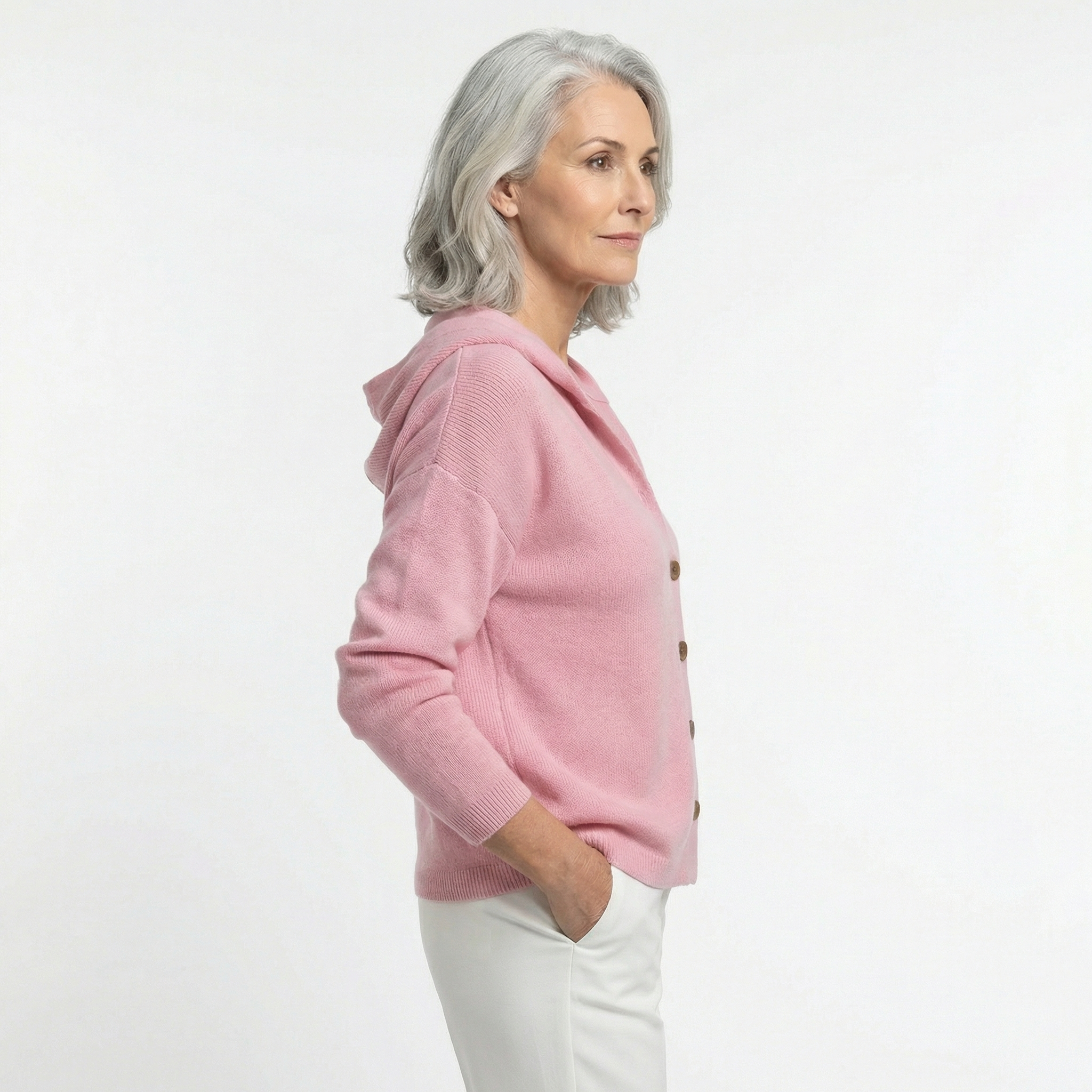 Cardigan Punto con Capucha y Botones