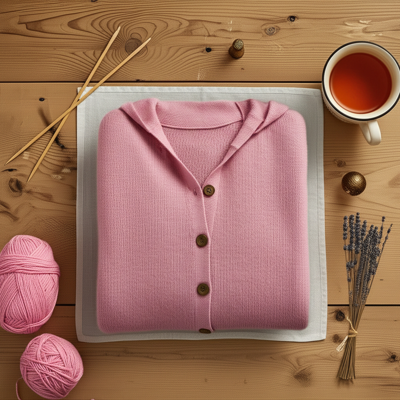 Cardigan Punto con Capucha y Botones lifestyle