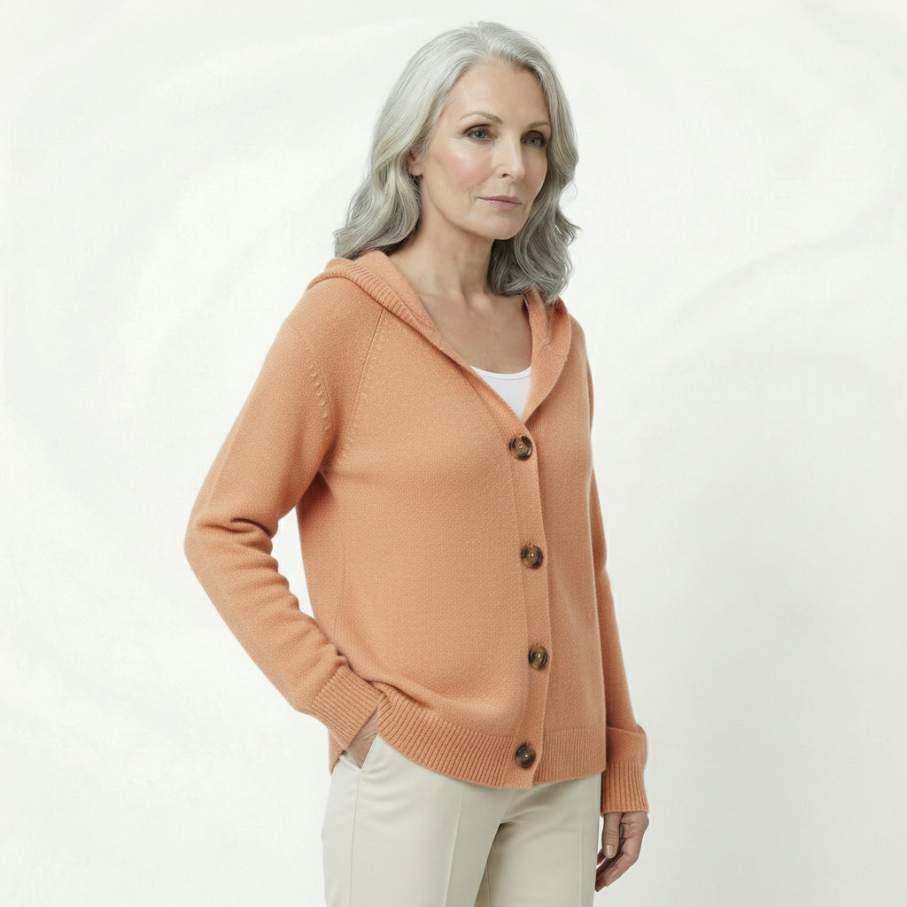 Cardigan Punto con Capucha y Botones