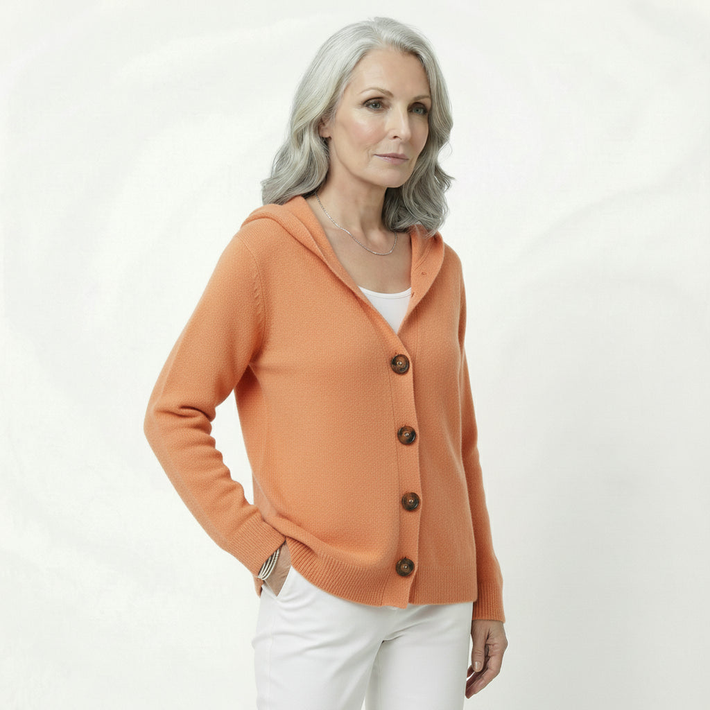 Cardigan Punto con Capucha y Botones