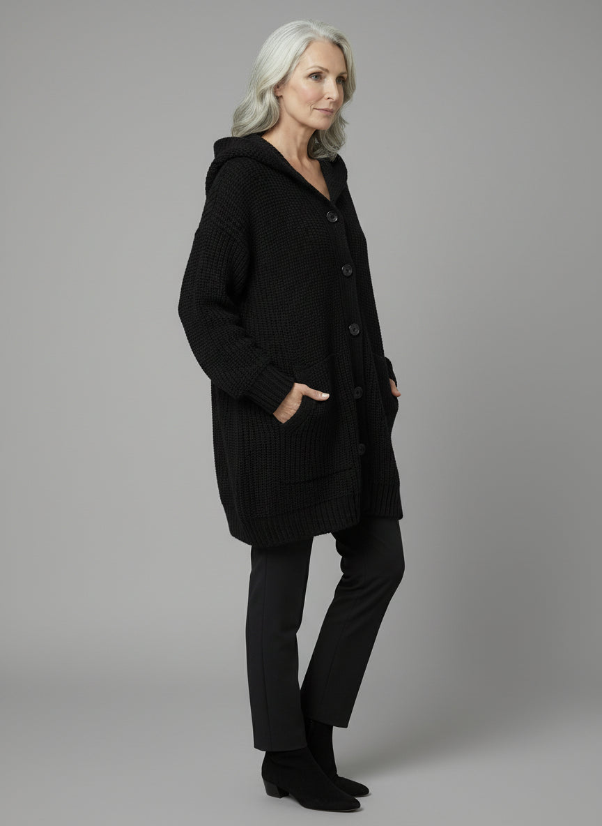 Cardigan Capucha Media Pierna