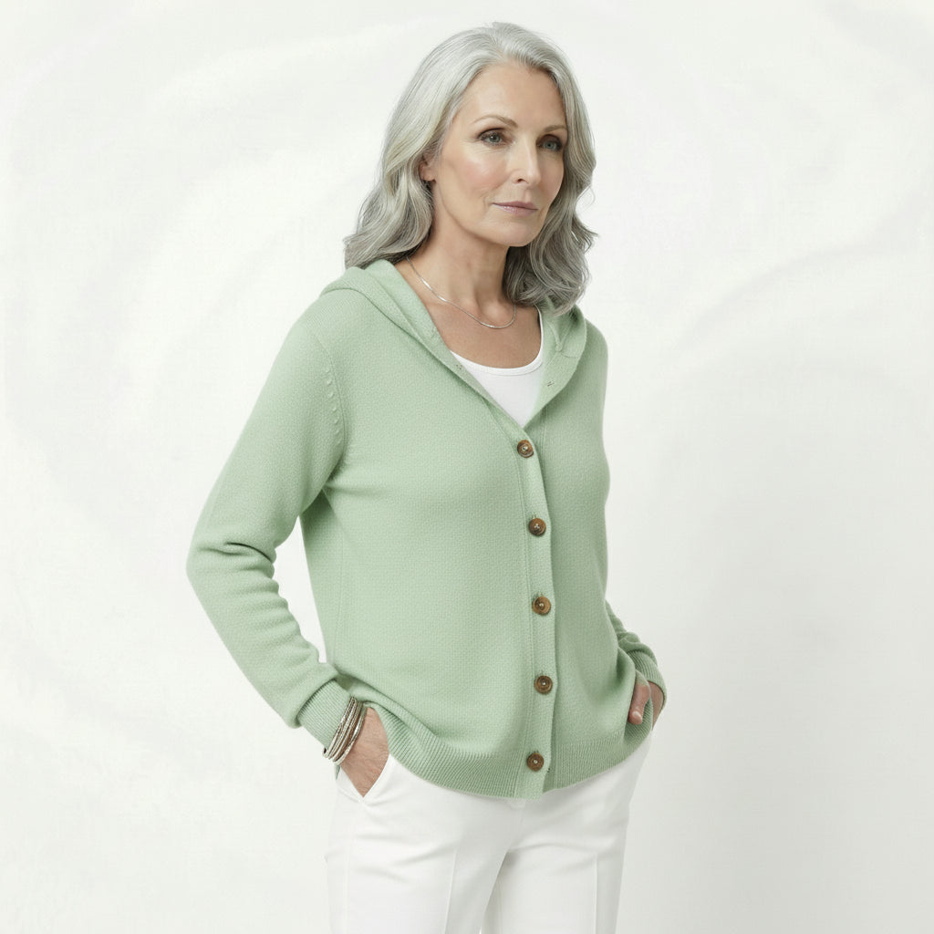 Cardigan Punto con Capucha y Botones