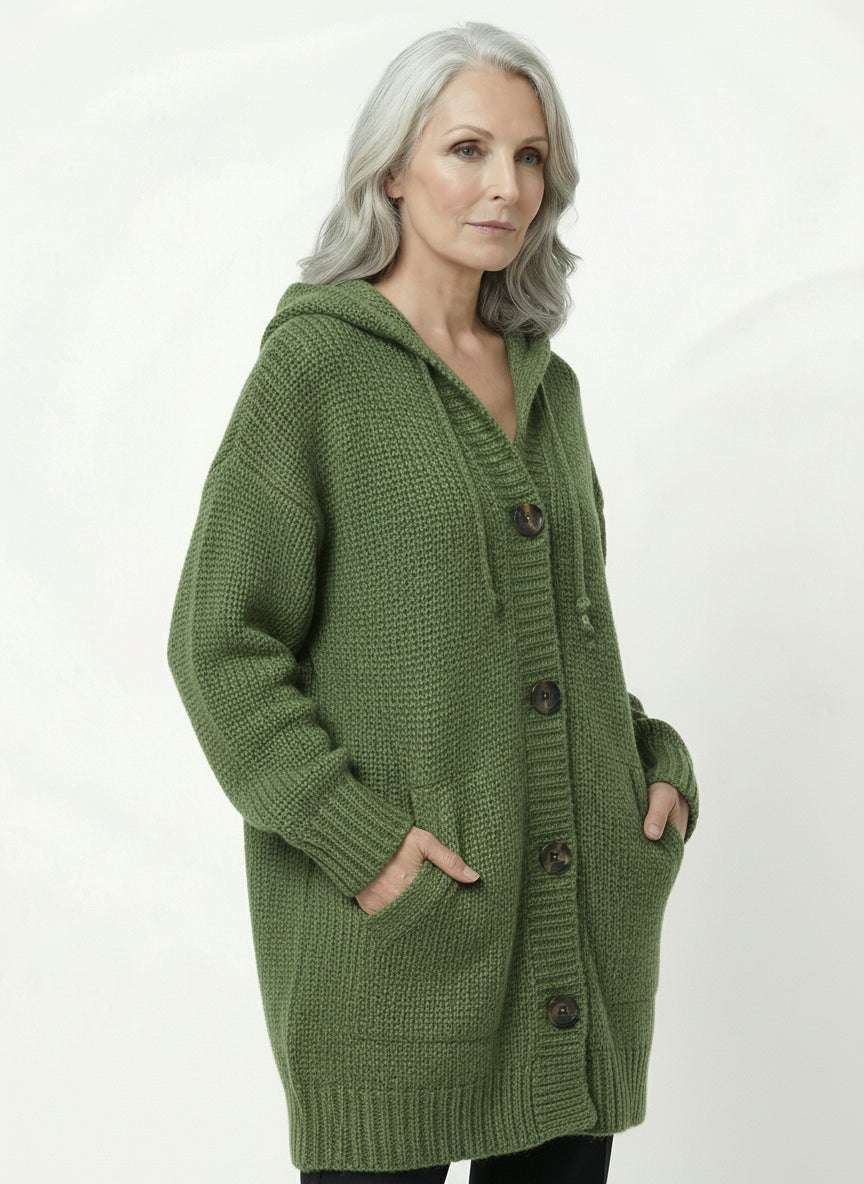 Cardigan Capucha Media Pierna