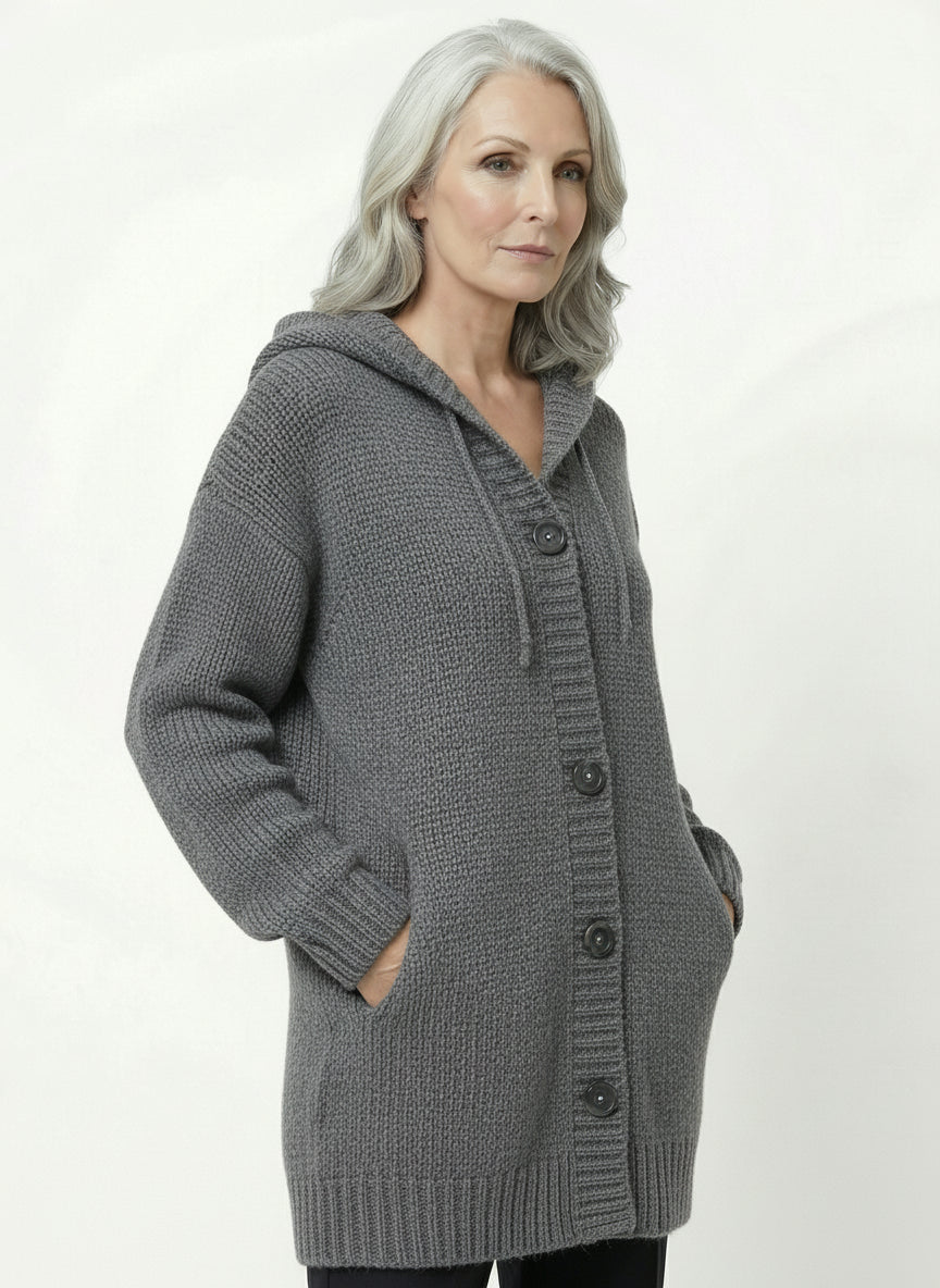 Cardigan Capucha Media Pierna