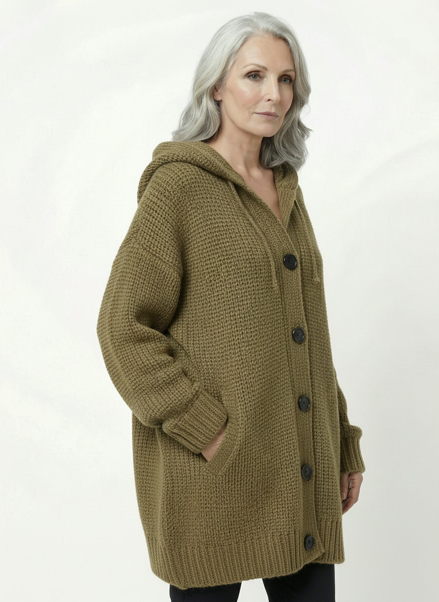 Cardigan Capucha Media Pierna