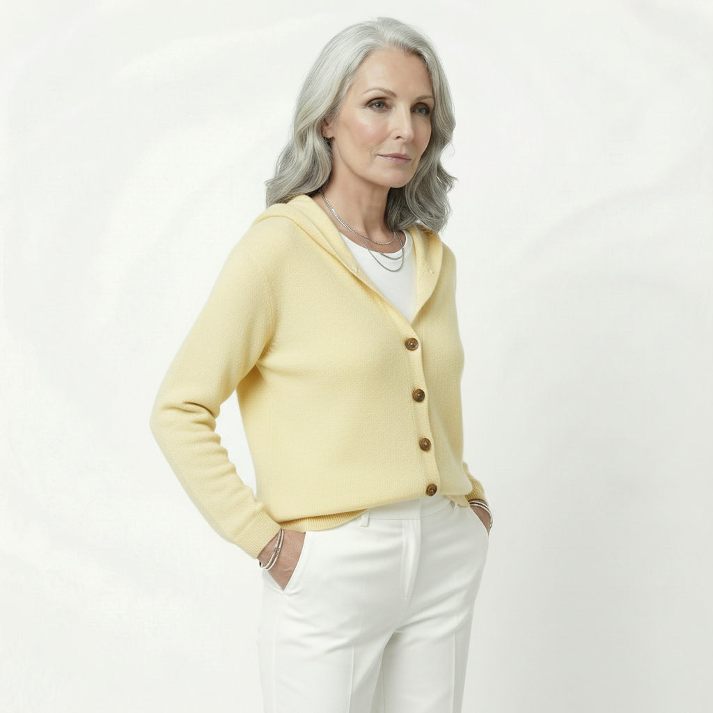 Cardigan Punto con Capucha y Botones