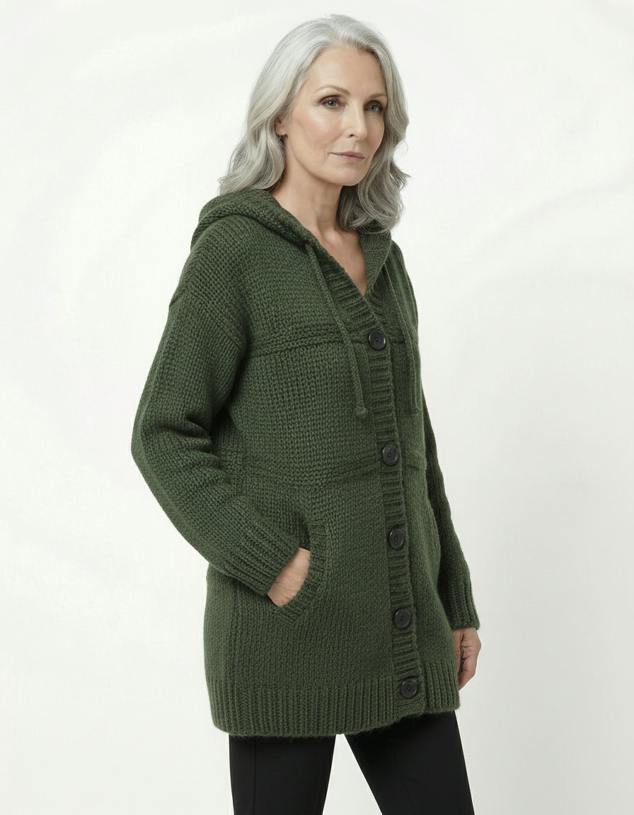 Cardigan Capucha Media Pierna