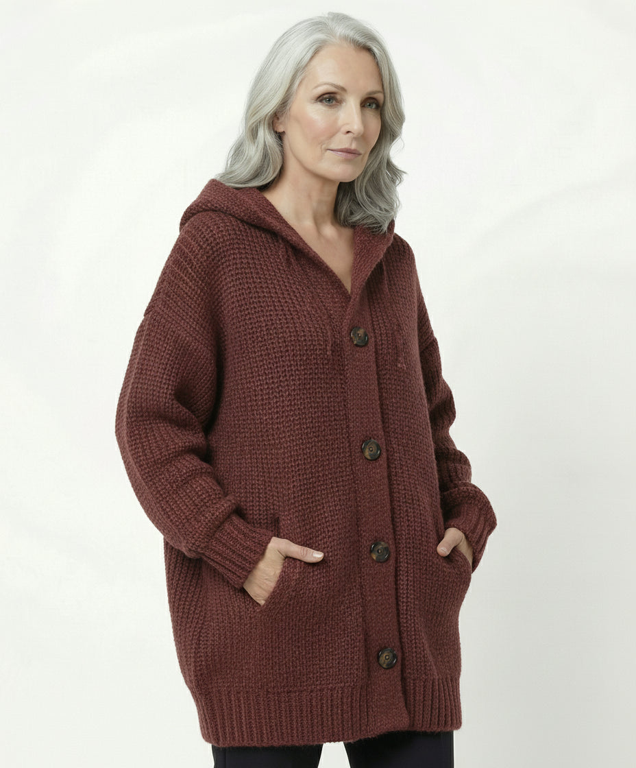 Cardigan Capucha Media Pierna