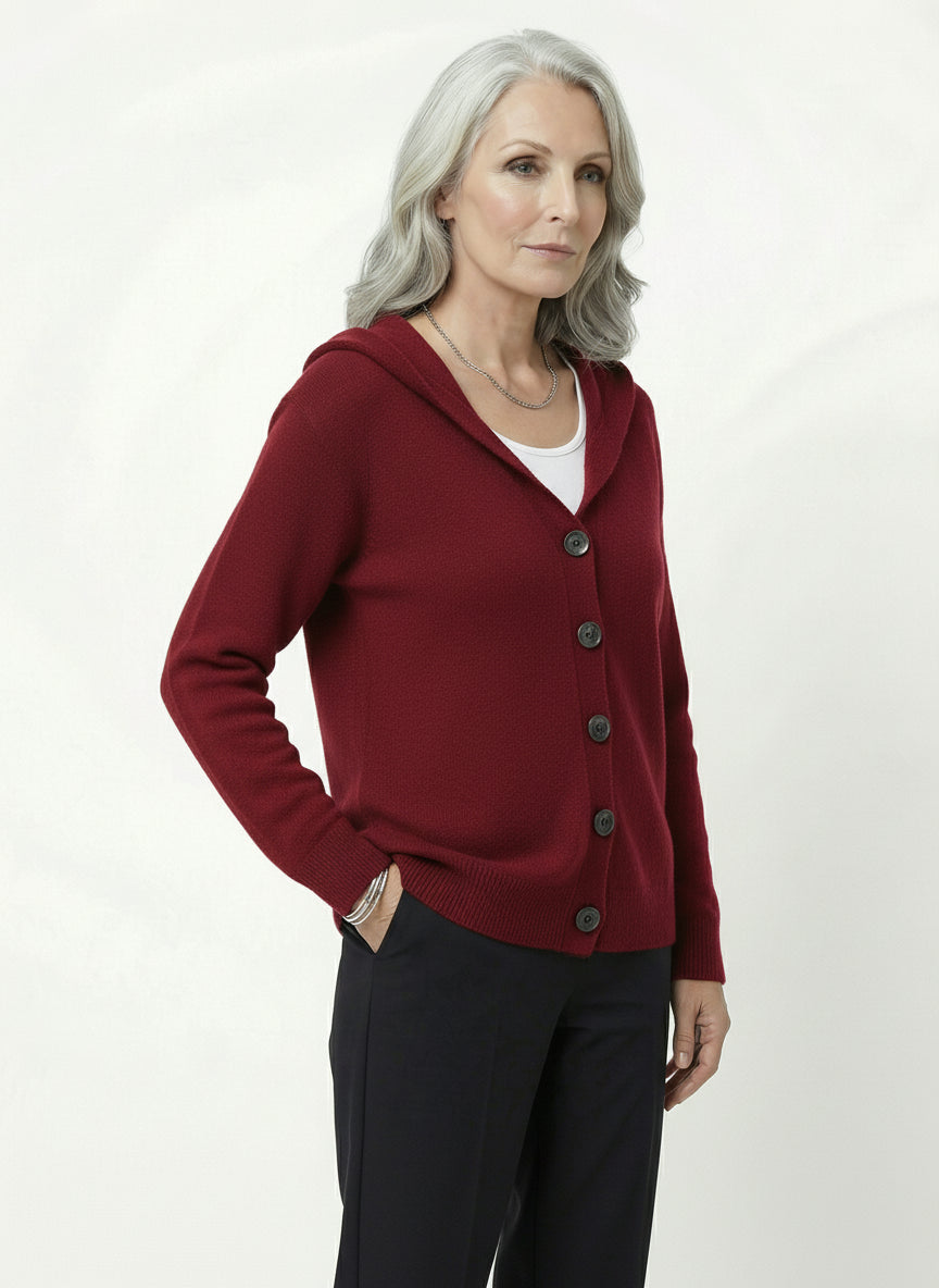 Cardigan Punto con Capucha y Botones
